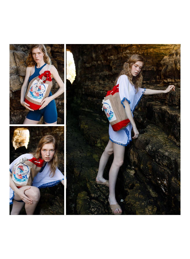 Biggdesign - Anemoss Sailor Girl Jute Shoulder Bag Red/Beige - Image 1