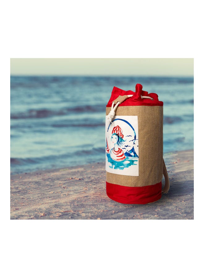 Biggdesign - Anemoss Sailor Girl Jute Shoulder Bag Red/Beige - Image 1