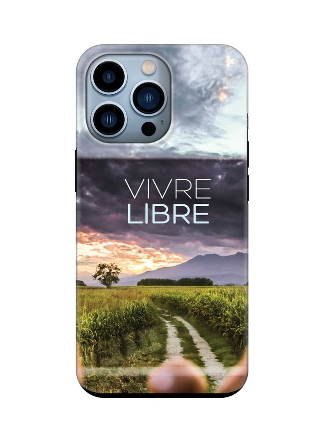 ستايلايزد غطاء حماية من سلسلة تاف برو لهاتف أبل آيفون 13 برو نمط بعبارة "Vivre Libre" - Image 1