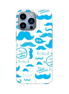 Le Moustache Printed Slim Snap Classic Series Customized Mobile Cover for Apple iPhone 13 Pro White/Blue