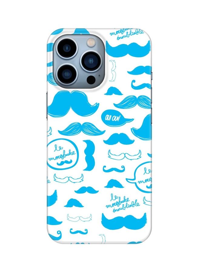 Stylizedd - Le Moustache Printed Slim Snap Classic Series Customized Mobile Cover for Apple iPhone 13 Pro White/Blue - Image 1