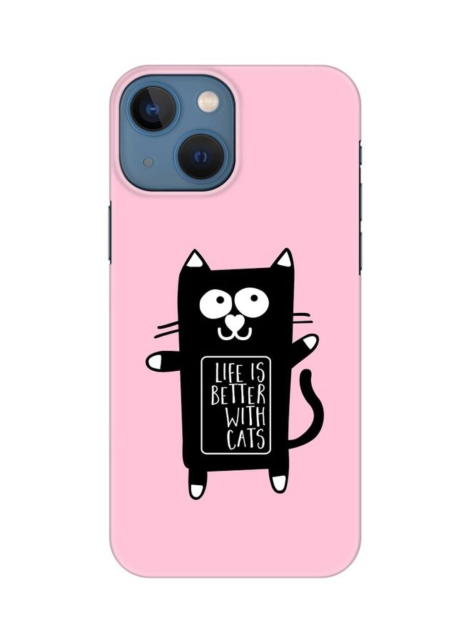 Stylizedd Slim Snap Classic Series Customized Mobile Cover for Apple iPhone 13 Mini Life Is Better With Cats - Image 1