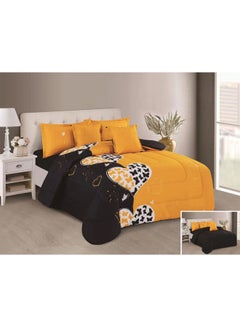 Hours 6-Piece Filling Comforter Set Microfiber Yellow/Black/White 220x240cm 