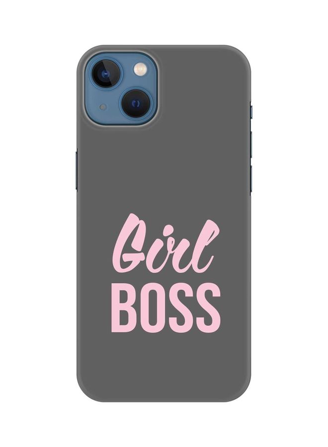 ستايلايزد غطاء حماية من سلسلة سناب كلاسيك لهاتف أبل آيفون 13 رمادي بطبعة عبارة "Girl Boss" - Image 1