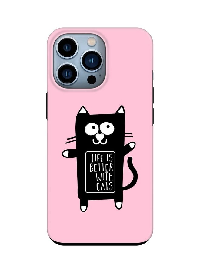 Stylizedd Protective Case Cover for Apple iPhone 13 Pro Life Is Better With Cats - Image 1