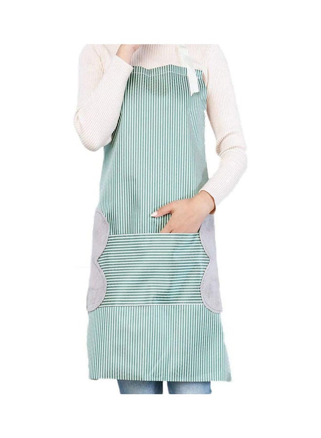 كي جي Adjustable Bib Apron With Pockets - 2 Side Coral Velvet Towels Stitched Durable Pinstripe Waterproof Cooking Aprons Suitable For Home Kitchen Green ‎2 x 2 x 2cm  - Image 1