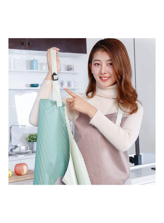 كي جي Adjustable Bib Apron With Pockets - 2 Side Coral Velvet Towels Stitched Durable Pinstripe Waterproof Cooking Aprons Suitable For Home Kitchen Green ‎2 x 2 x 2cm  - Image 2