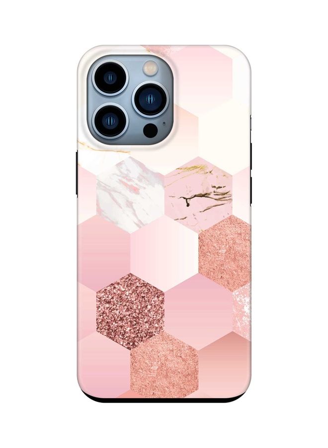 Stylizedd Tough Pro Series Customized Case Cover For Apple iPhone 13 Pro Marble Pink Honeycomb - Image 1