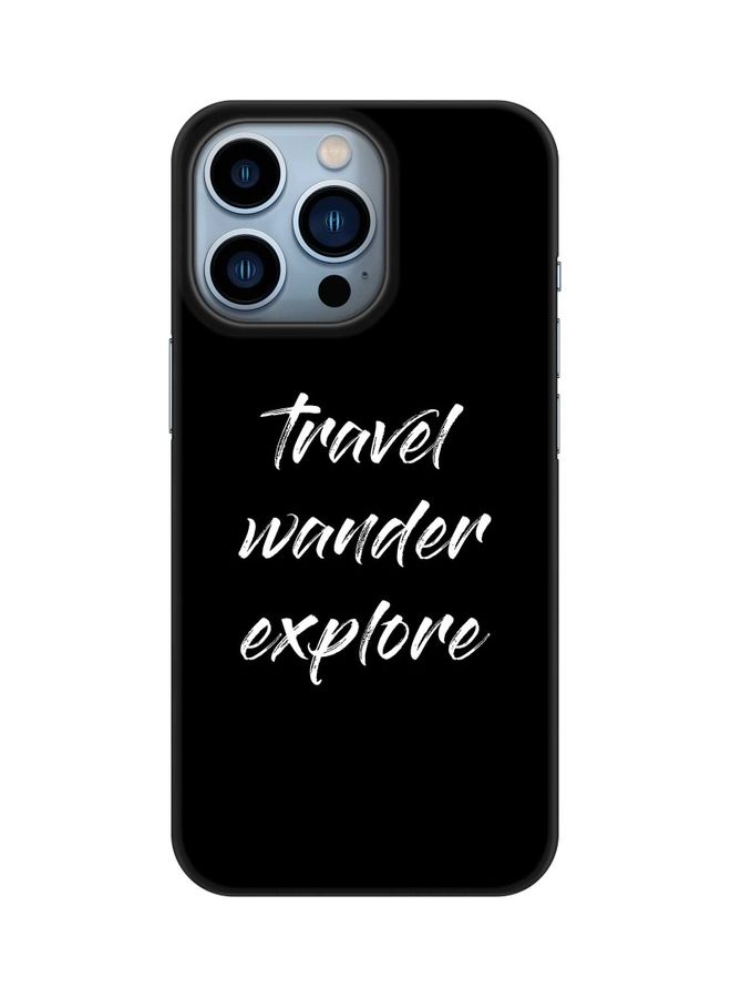Travel Wander Explore Printed Slim Snap Classic Series Customized Mobile Cover for Apple iPhone 13 Pro Black