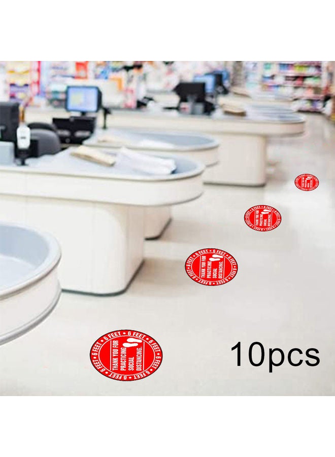 طقم ملصقاتٍ أرضيةٍ دائرية من 10 قطع بطول 6 أقدامٍ . أحمرٌ . - Image 4