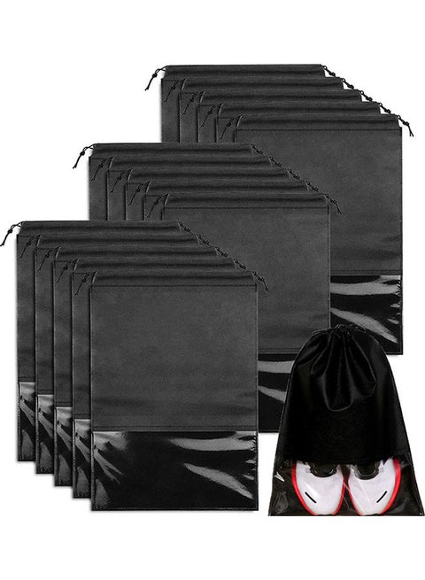 15-Piece Non-Woven Dust Proof Travel Shoe Bags Fabric, Assorted Design Assorted Colour 32x44cm