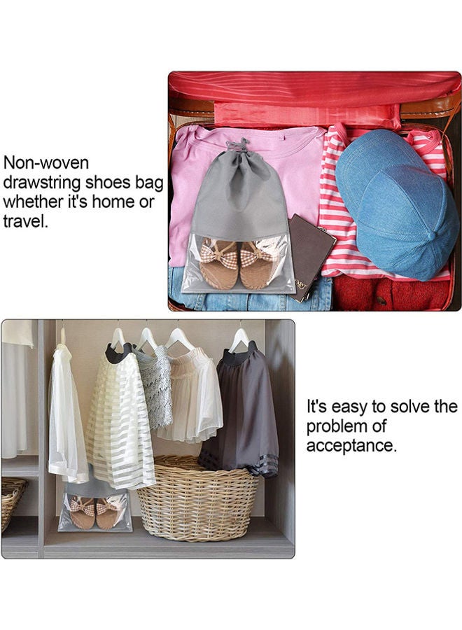 Generic - 15-Piece Non-Woven Dust Proof Travel Shoe Bags Fabric Grey 32x44cm - Image 1