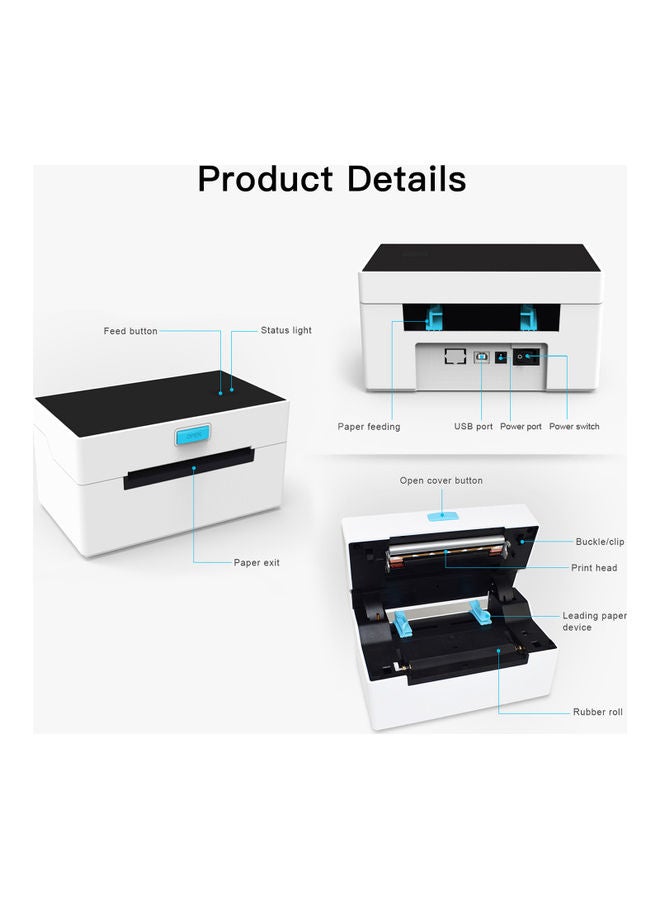Desktop Thermal Label Printer White - Image 3