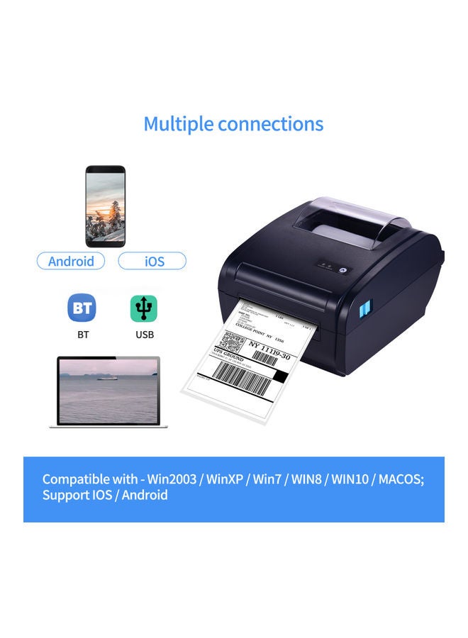Generic - Desktop Thermal Label Printer Black - Image 1