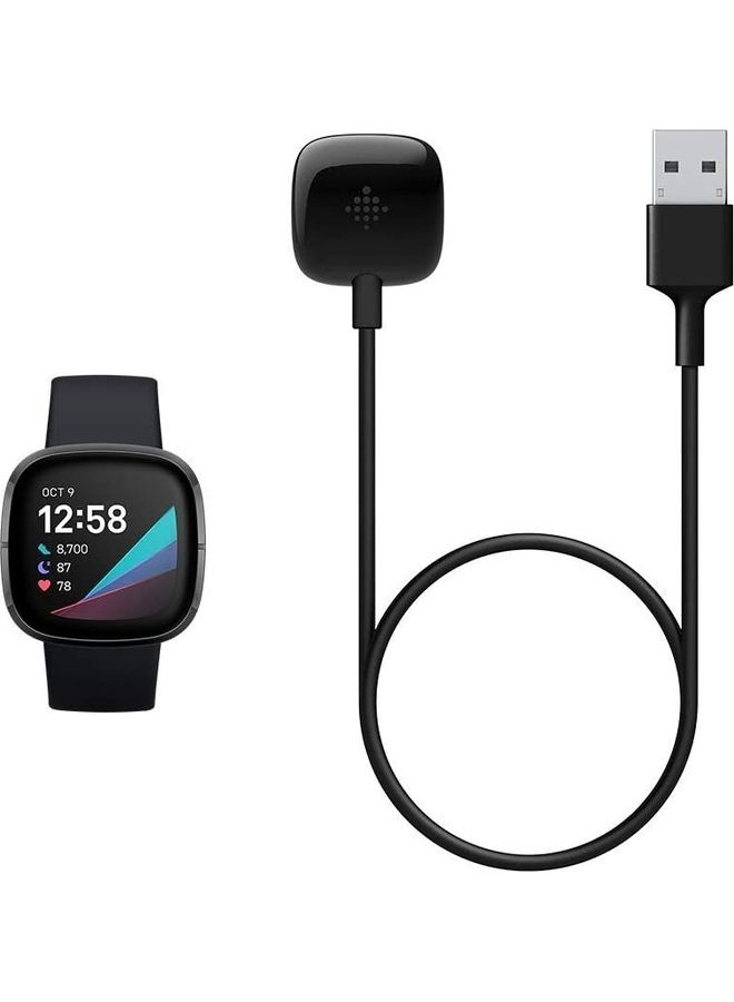 Fitbit - Charging Cable For Fitbit Versa 3, Versa 4, Sense, Sense 2, Black - Image 1