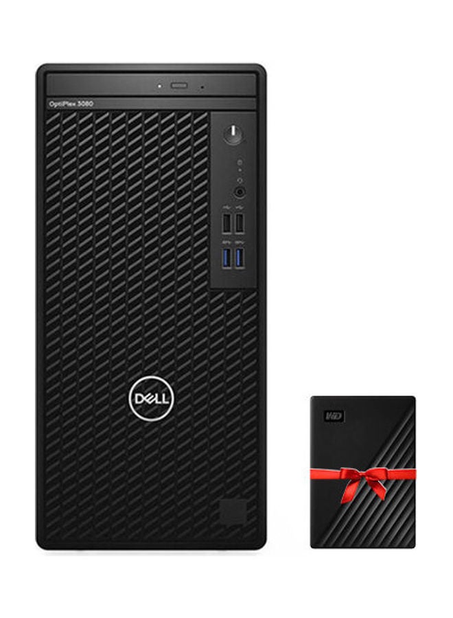 ديل كمبيوتر مكتبي أوبتيبلكس 3080 تاور - معالج إنتل كور I5 10500 - ذاكرة رام 16 جيجابايت + محرك أقراص صلبة 1 تيرابايت + محرك أقراص SSD سعة 128 جيجابايت - مع محرك أقراص صلبة خارجي هدية أسود - Image 1