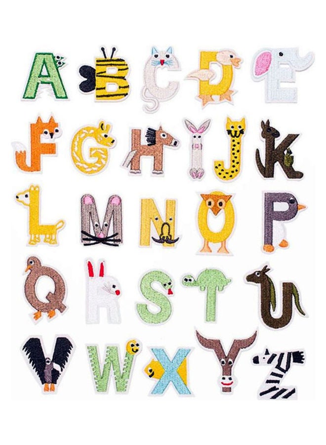 MissTiara 26-Piece English Letters Of Cartoon Animals DIY Embroidered Patch Multicolour  - Image 1