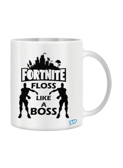 زاب مج من السيراميك بطبعة عبارة "Floss Like A Boss" من لعبة "Fortnite" أبيض 
