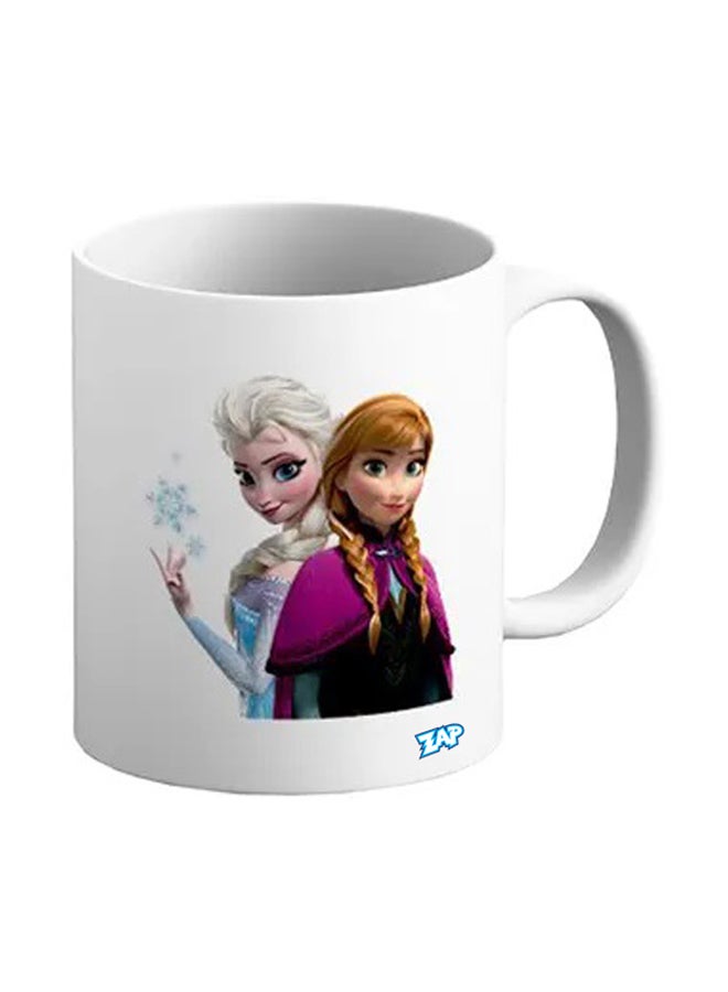 ZAP Anna And Elsa Character Printed Ceramic Coffee Mug White