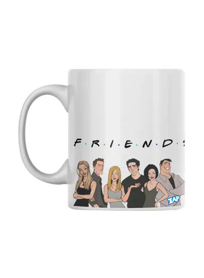 زاب مج مزين بطبعة كلمة "Friends" أبيض