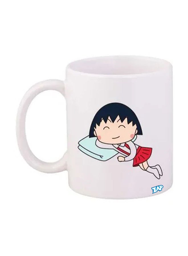 زاب "مج مزين بطبعة مستوحاة من مسلسل الرسوم المتحركة "Chibi Maruko Chan" أبيض