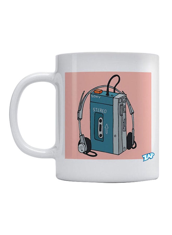 إي دبليو تي مج قهوة بطبعة جهاز ووكمان أبيض