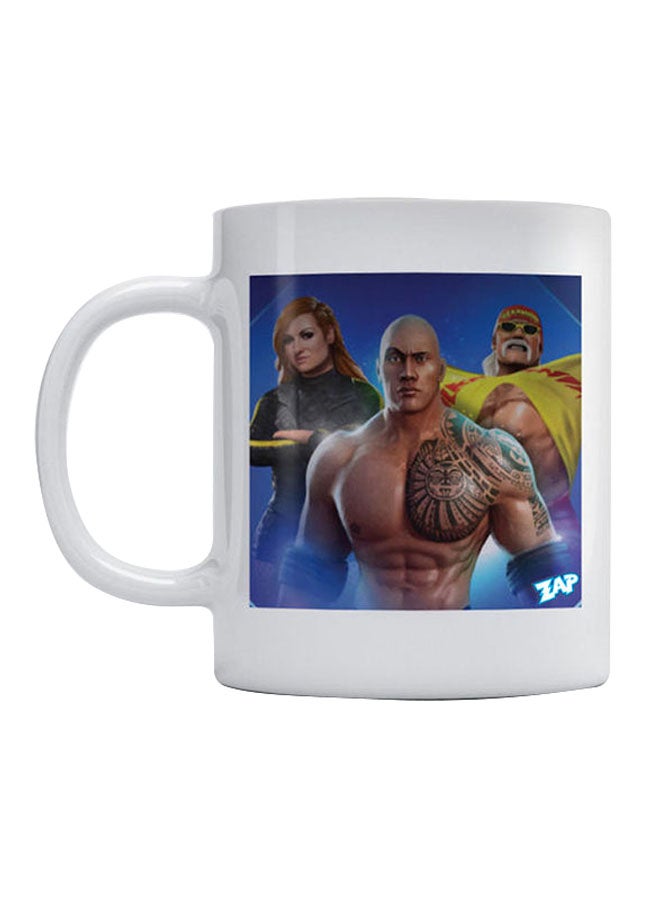 إي دبليو تي مج قهوة بطبعة شخصية ذا روك وهولك هوجان أبيض