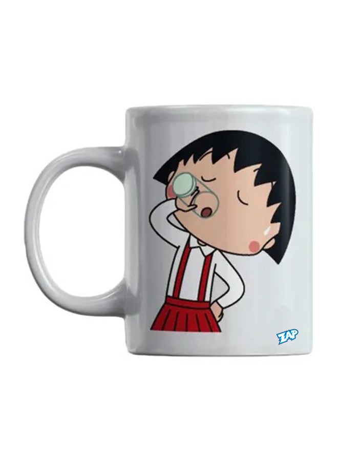 ZAP Chibi Maruko-Chan Drinking Milk Printed Mug Multicolour