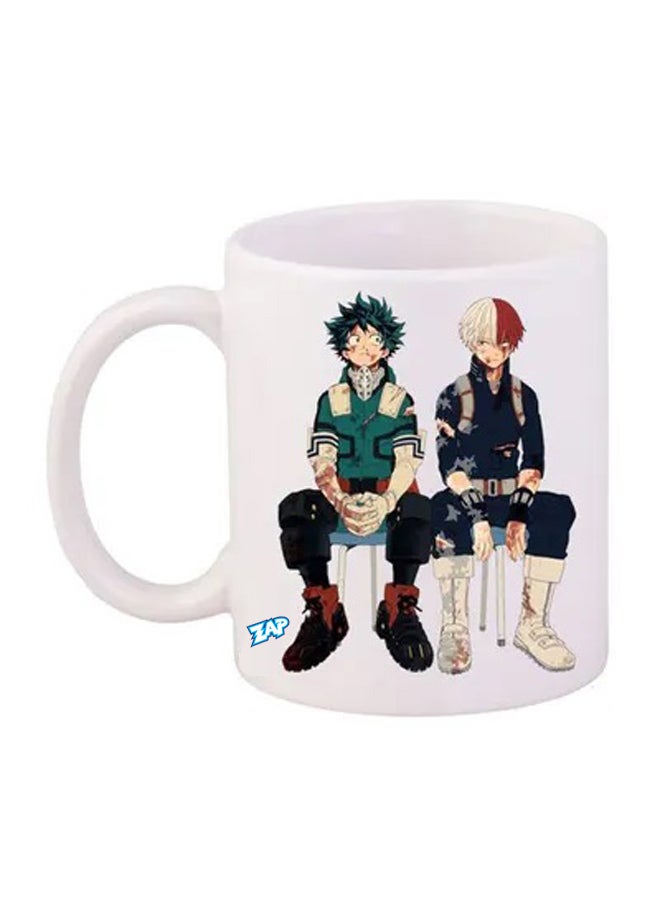زاب "مج قهوة من السيراميك بطبعة عبارة "My Hero Academia" أبيض/ أسود/ أخضر