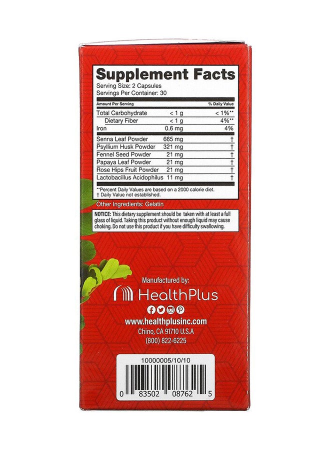 Health Plus - Super Colon Cleanse Dietary Supplement - 60 Capsules - Image 1