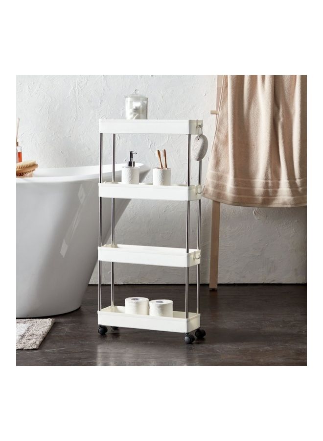 4-Tier Storage Shelves White 86x12.5x40cm - Image 1