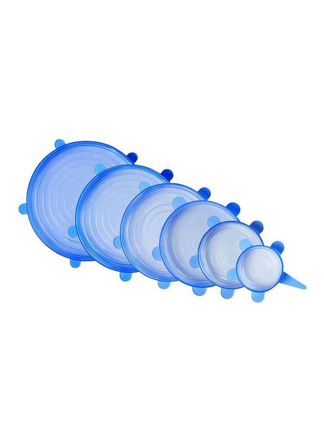 6 Pieces Reusable Kitchen Tools Bowl Cover Pan Lid  Premium Stretch E Lids  Stretch E Bowl Lid Blue ‎22.6  x  19.4  x  4cm
