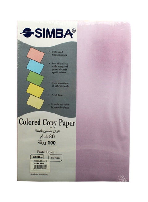 Simba Copy Paper 80 gm Pastel color 100 sheet Pastel Lilac A4 A4