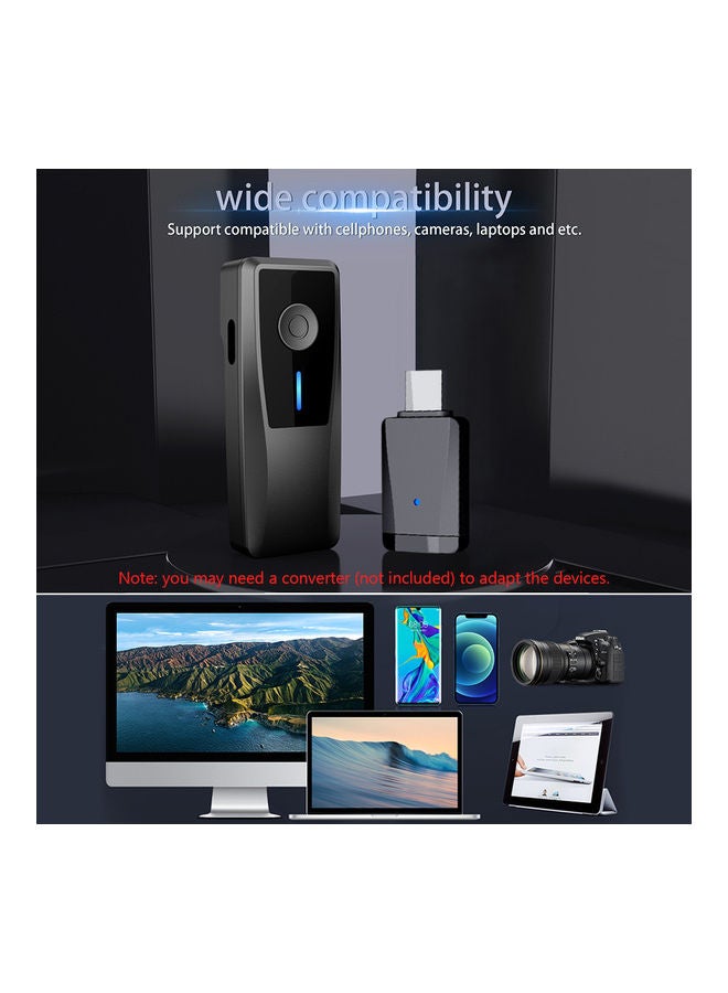 Mini Clip-on Wireless Microphone System 2.4G Black - Image 3