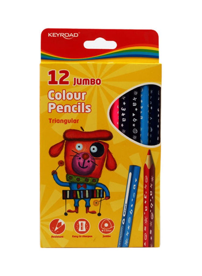 Keyroad 12-Piece Jumbo Colour Pencil Multicolour