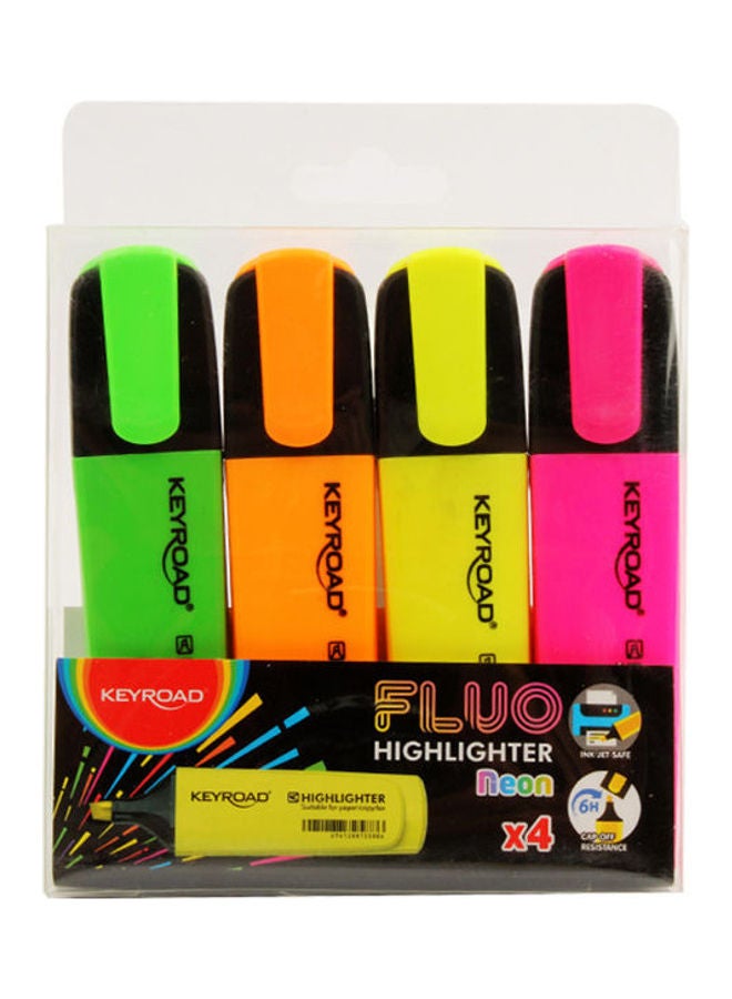 Keyroad Highlighter Flue Neon 4 Pcs Multicolour