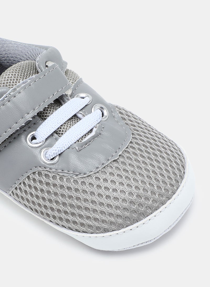 NEON - Kids Mesh Detail Low Top Sneakers Grey - Image 1