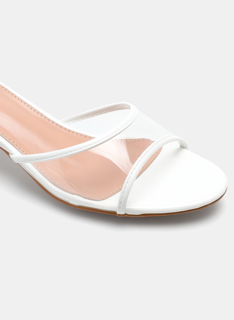 Aila - Cone Heeled Sandals White - Image 1