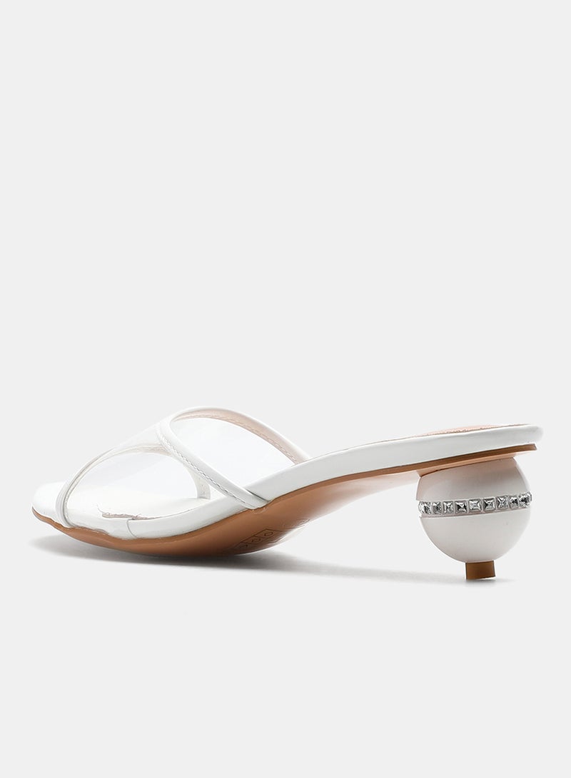 Aila - Cone Heeled Sandals White - Image 1