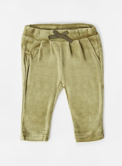 NAME IT Baby Faux Velvet Sweatpants Green