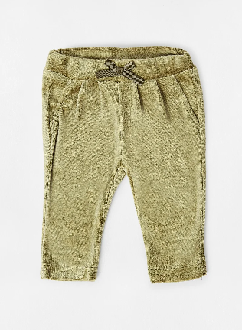 NAME IT Baby Faux Velvet Sweatpants Green