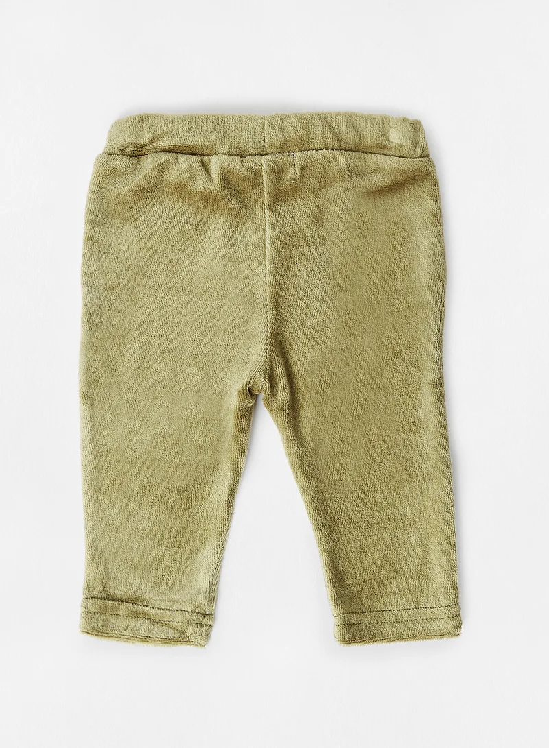 NAME IT Baby Faux Velvet Sweatpants Green