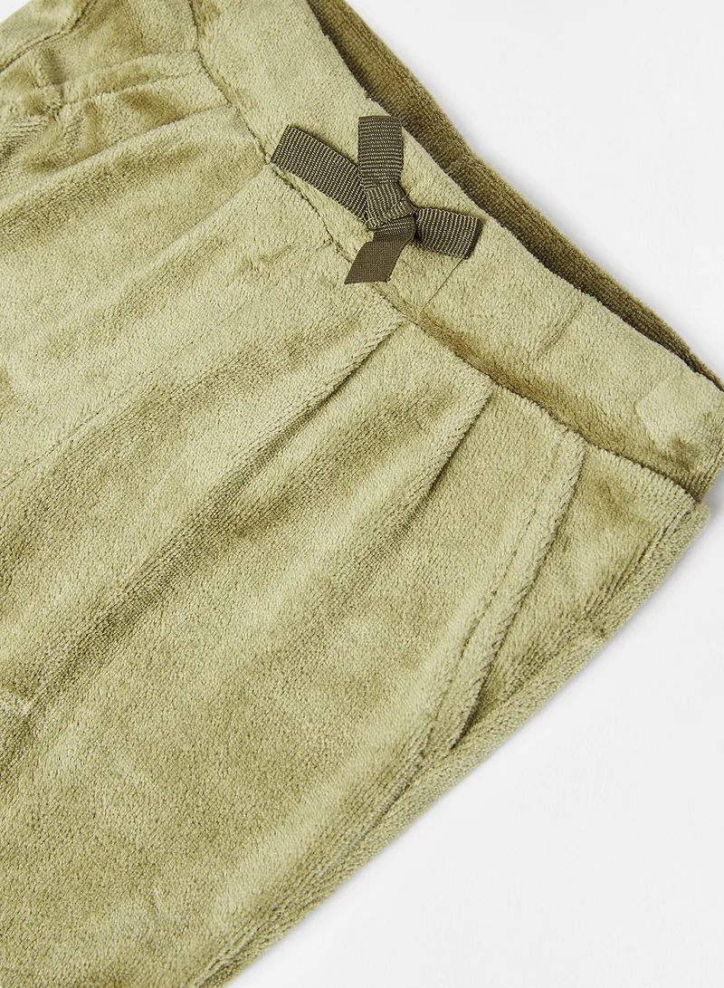 NAME IT Baby Faux Velvet Sweatpants Green