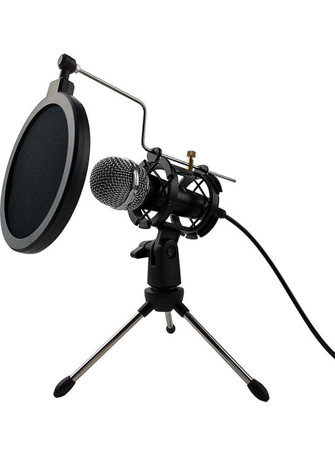 Condenser Microphone with 3.5mm TRS Plug Desktop Tripod Black - Image 1