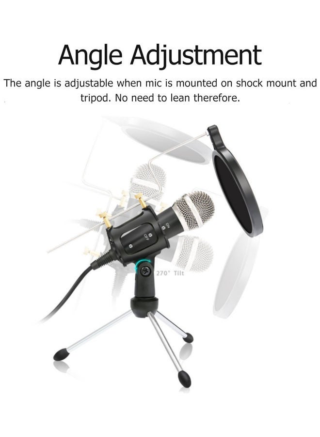 Condenser Microphone with 3.5mm TRS Plug Desktop Tripod Black - Image 5