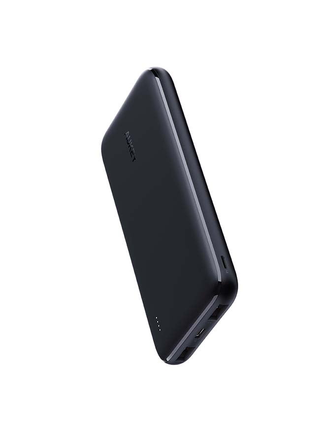 Aukey 10000.0 mAh PB-N73 USB C Slim Power Bank 15W Portable Charger Black - Image 1