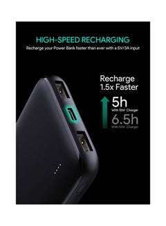 أوكي شاحن باور بنك PB-N73 محمول رفيع بمنفذ USB C وقدرة 15 وات 10000.0 mAh أسود  - Image 2