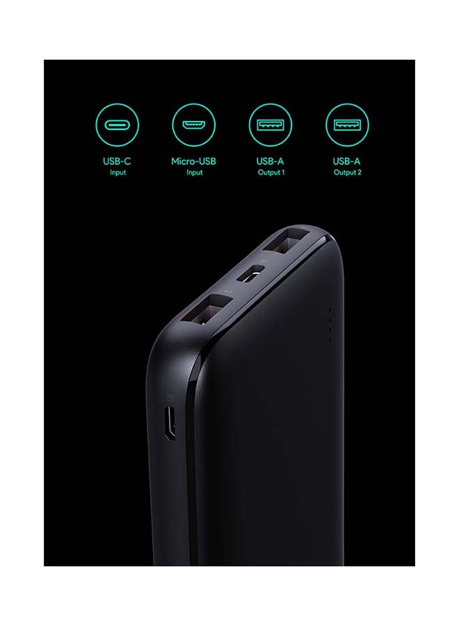 Aukey 10000.0 mAh PB-N73 USB C Slim Power Bank 15W Portable Charger Black - Image 3