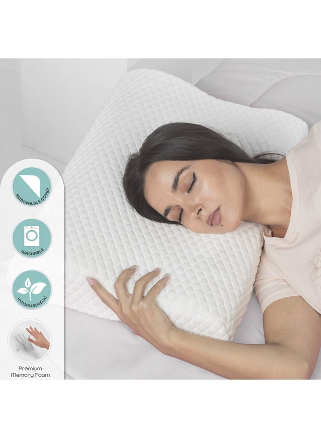 Moon Ergonomic Deep Sleep Contour Best Pillow For Neck Support And Cervical Spine Memory Foam White 60X40X12cm - Image 4