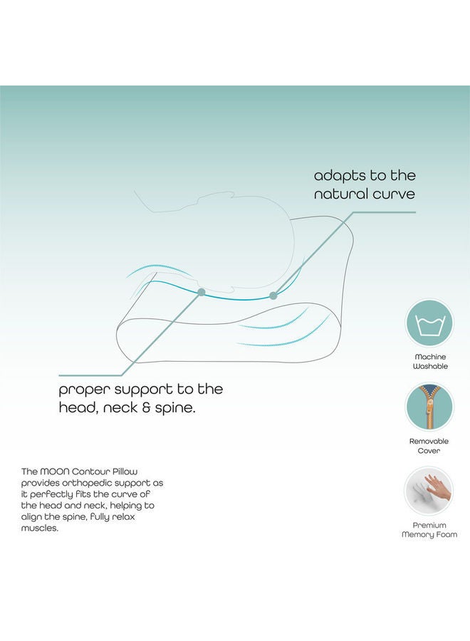 Moon Ergonomic Deep Sleep Contour Best Pillow For Neck Support And Cervical Spine Memory Foam White 60X40X12cm - Image 3